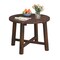 Round Wooden Side Table Fir Wood Patio End Table Brown Rustic